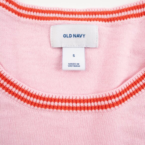 OLD NAVY pink "Love" sweater w/ red trim size S - Picture 2 of 9